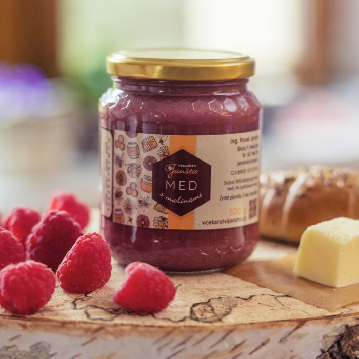 Med s malinami 500g